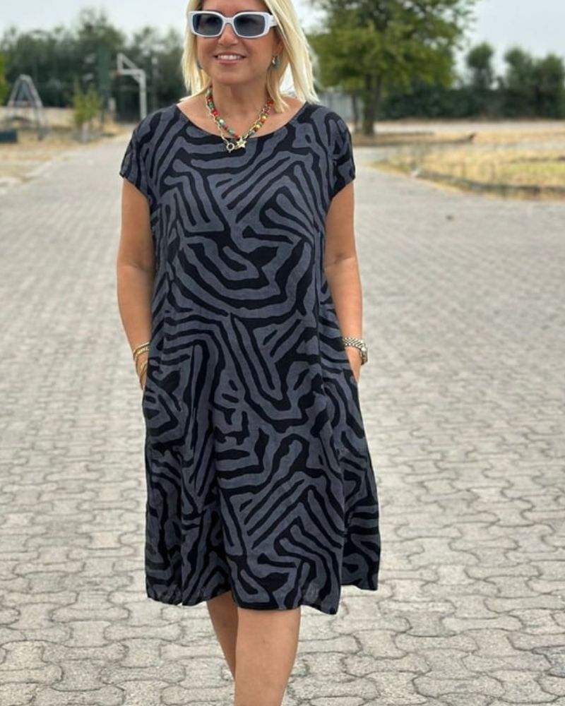 Nelia™ - Robe d'été à col rond et joli imprimé