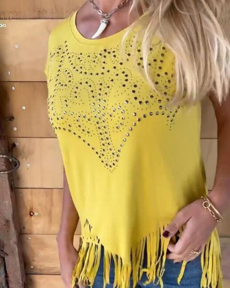 MASOVA - T-shirt à franges avec clous