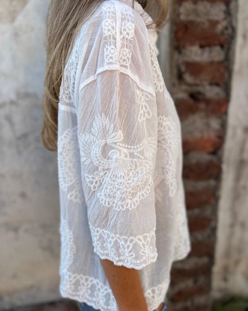 IAREL - Élégante Blouse en Dentelle Brodée