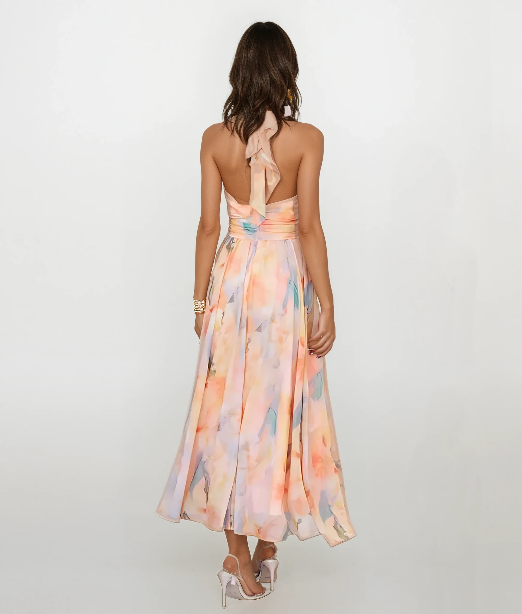 ERICA™ | Robe longue dos nu en aquarelle abstraite