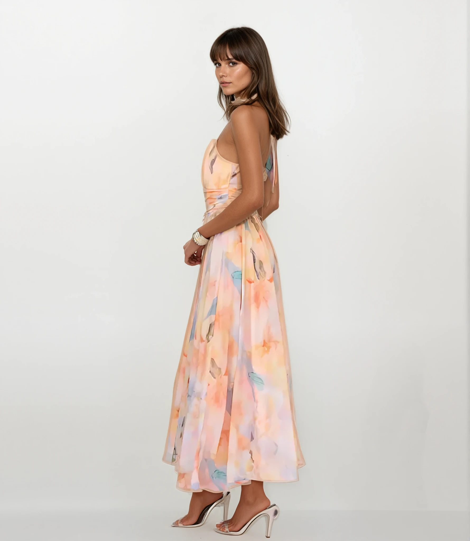 ERICA™ | Robe longue dos nu en aquarelle abstraite