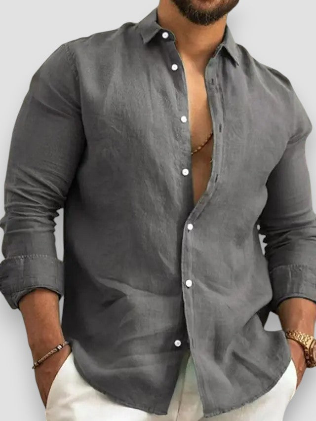 Nantes™ | Chemise classique en coton et lin à boutons