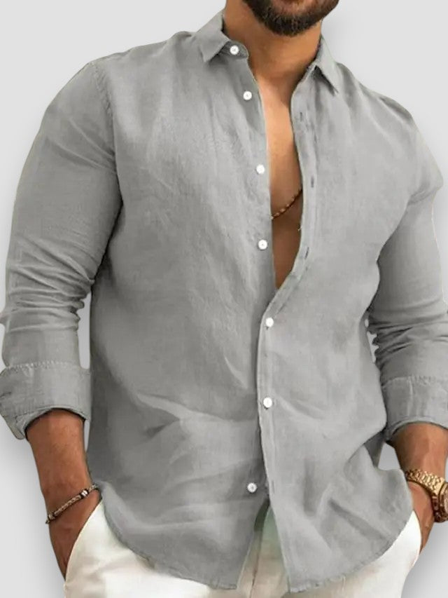 Nantes™ | Chemise classique en coton et lin à boutons