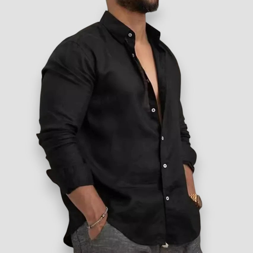 Nantes™ | Chemise classique en coton et lin à boutons