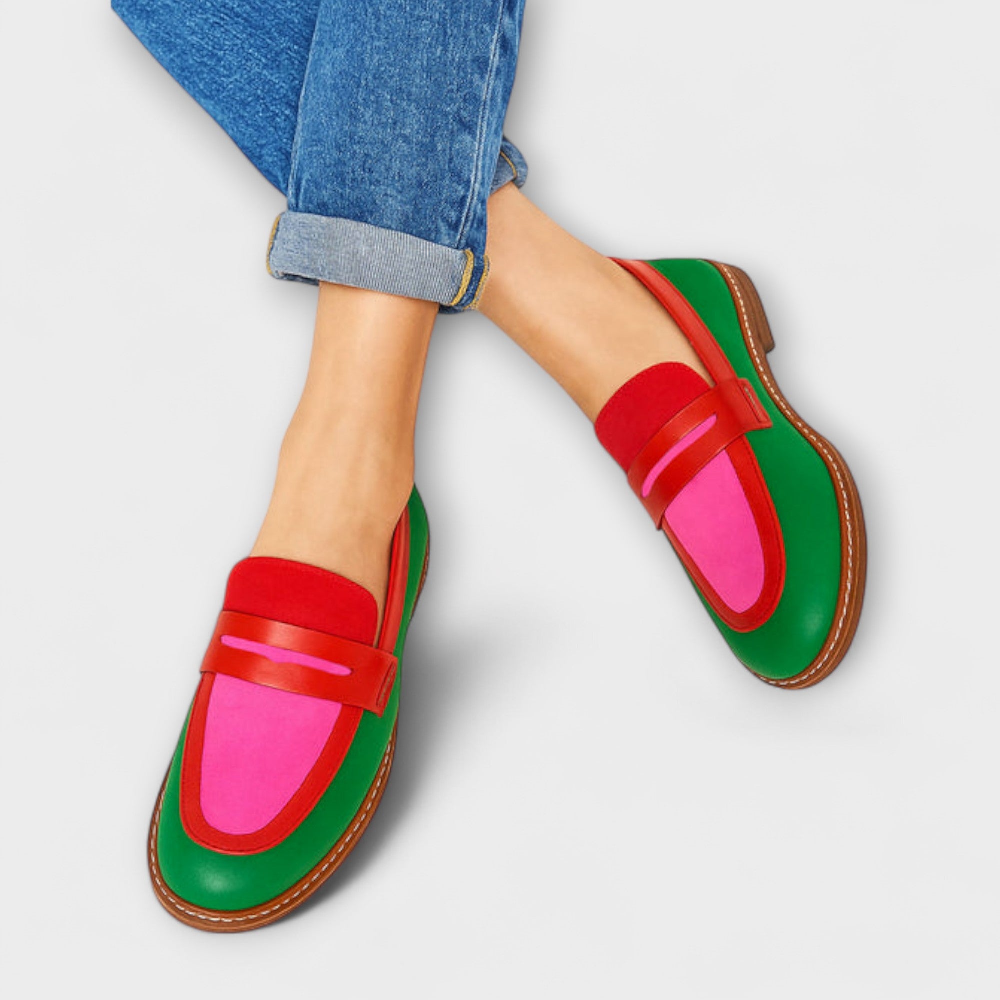 Nyla – Mocassins en Bloc de Couleur de Style Décontracté