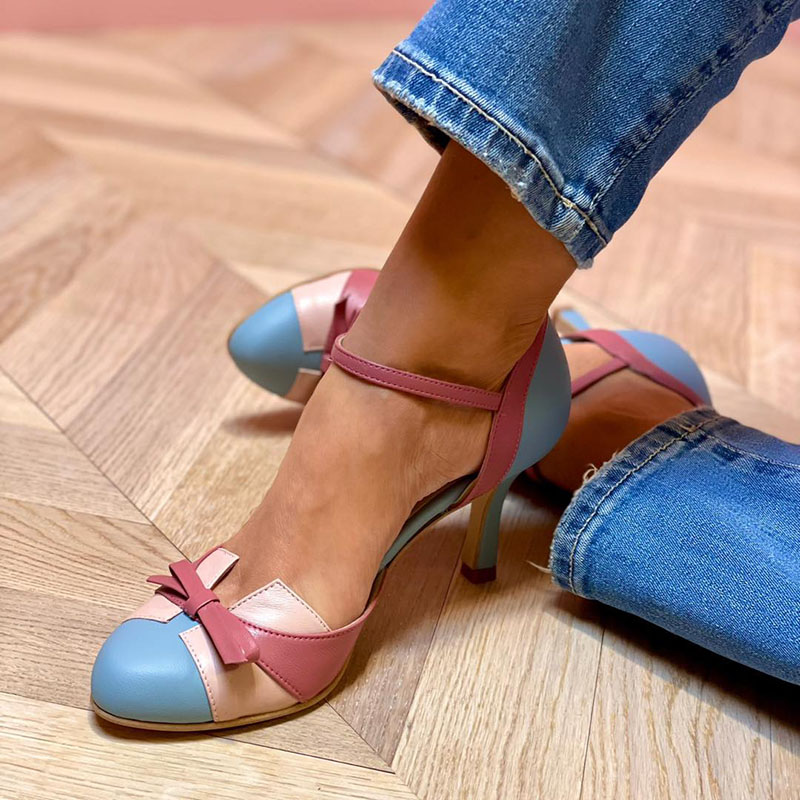 Bellarosa | Sandales colorées avec nœud et lanières, à bout rond