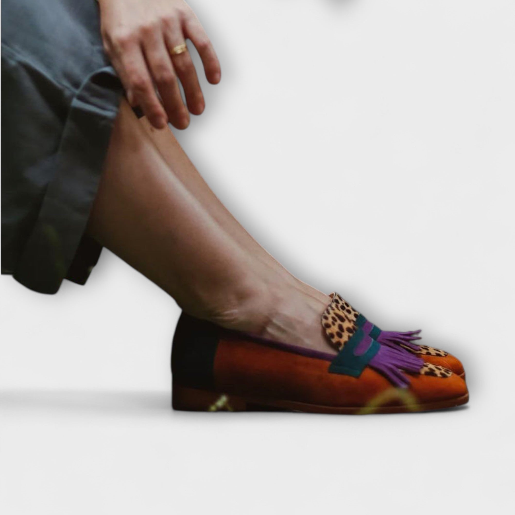Fallon – Mocassin Brun avec Imprimé Léopard