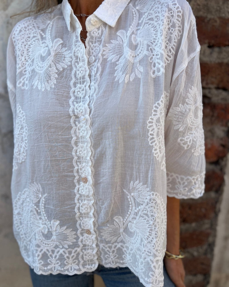 IAREL - Élégante Blouse en Dentelle Brodée