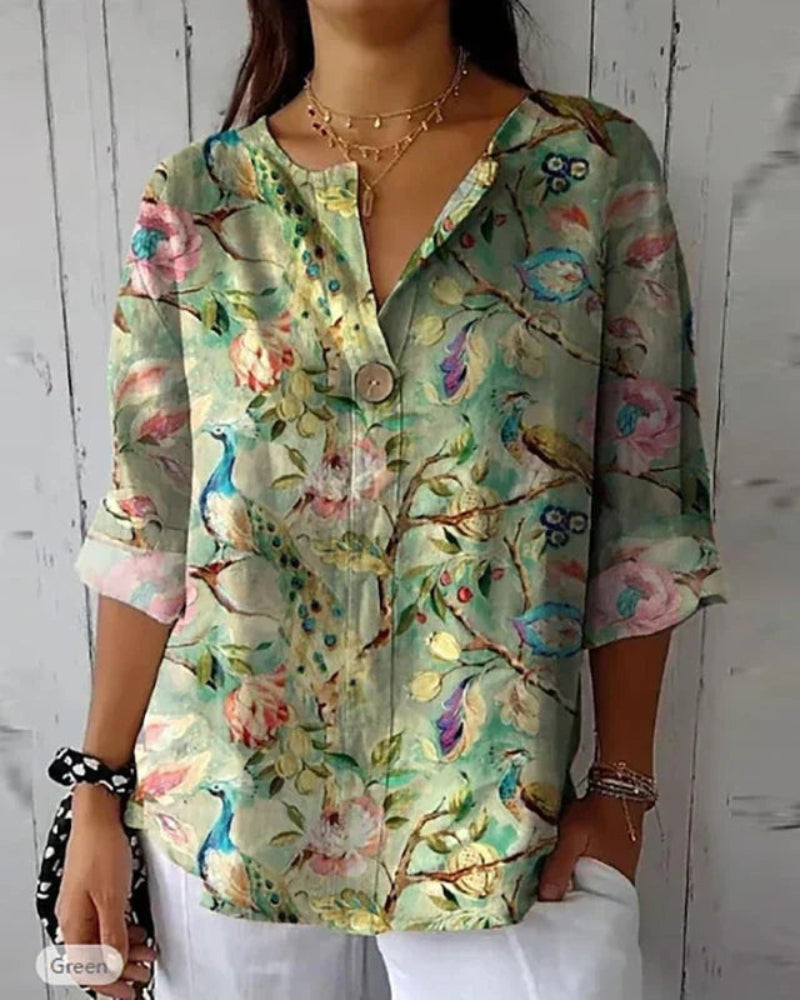 HELEINA - Vintage Floral Blouse