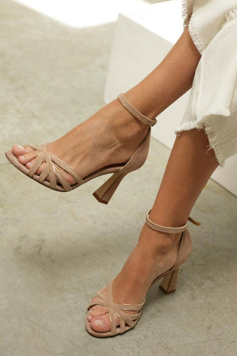 Elviera™ | Sandales en patchwork à bout rond et talon fin