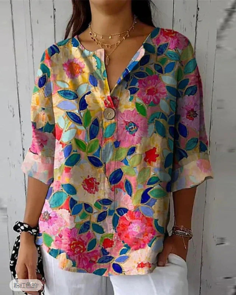 HELEINA - Vintage Floral Blouse