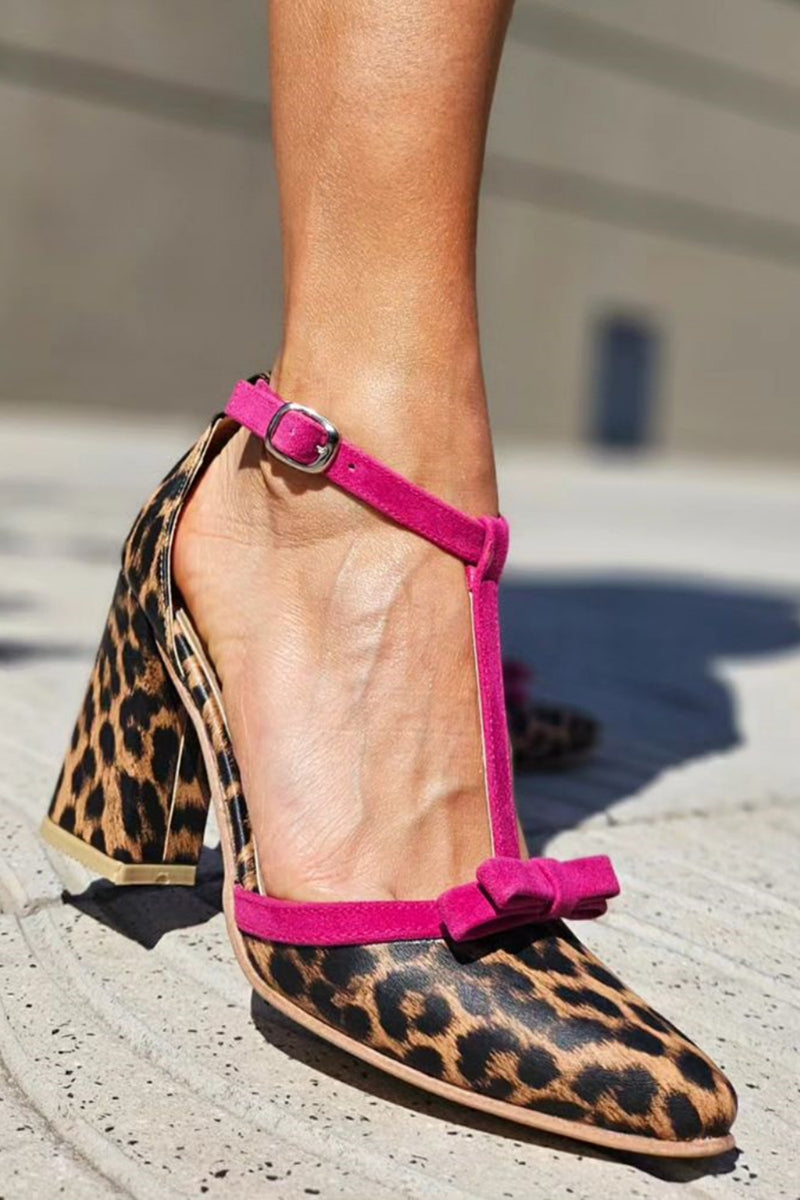 Leontina | Sandales vertes avec motif léopard et accent coloré