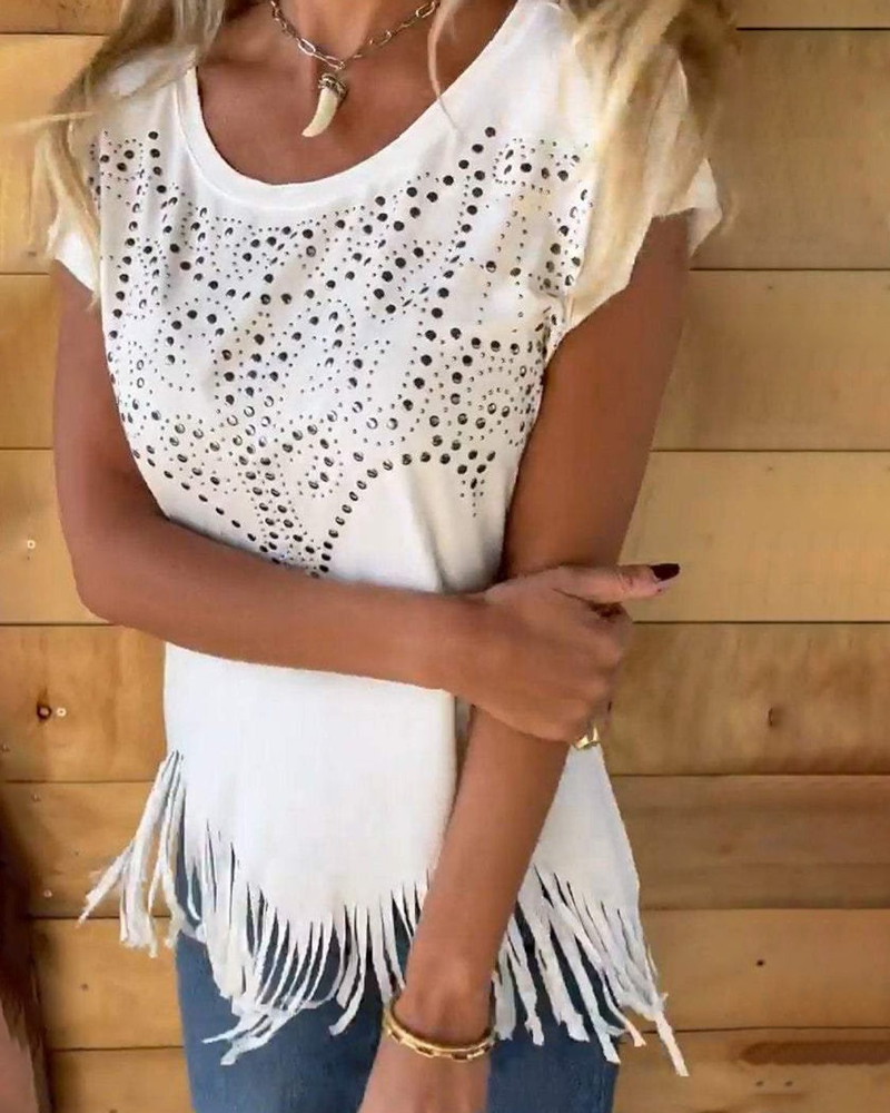 MASOVA - T-shirt à franges avec clous