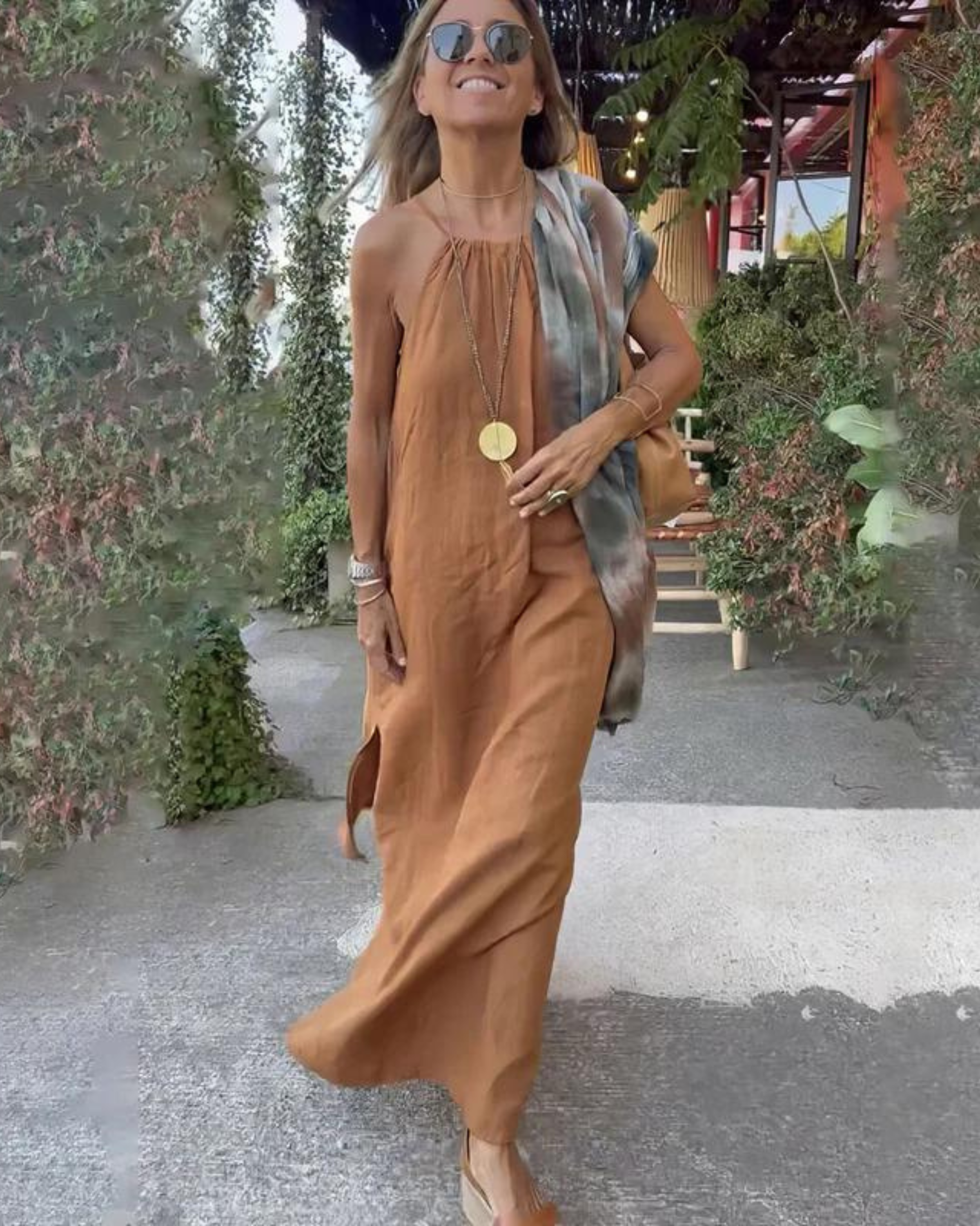 DOWN THE COVE - Long Linen Blend Robe