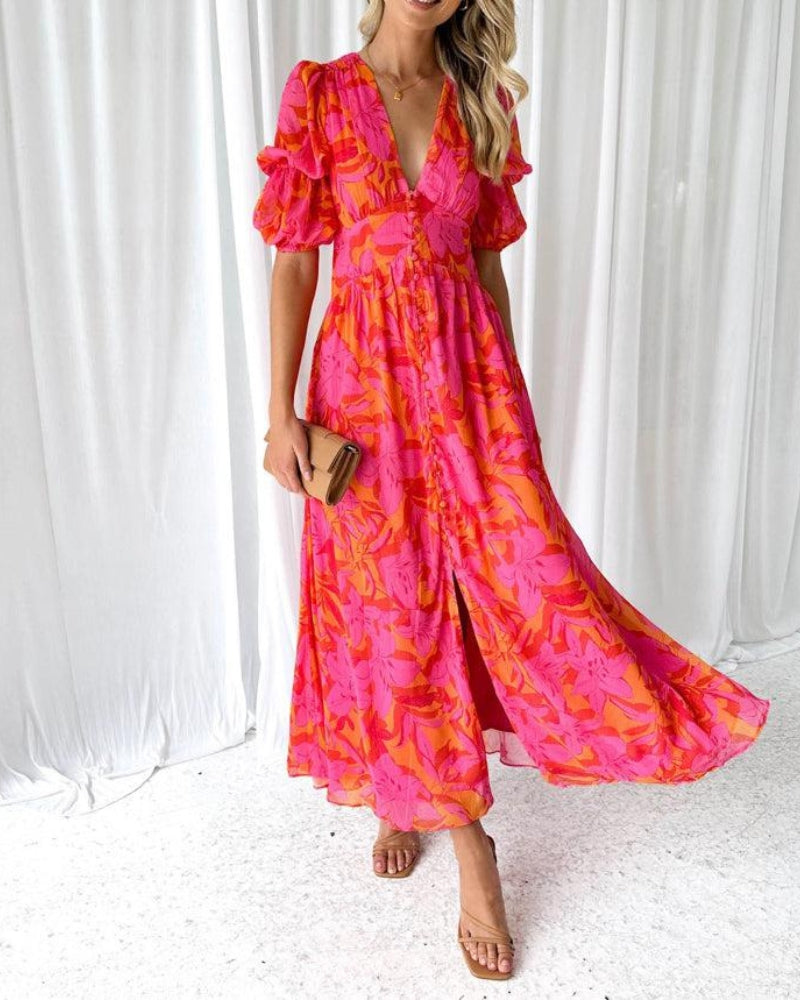 DERANA - Maxi Dress in Rose Red