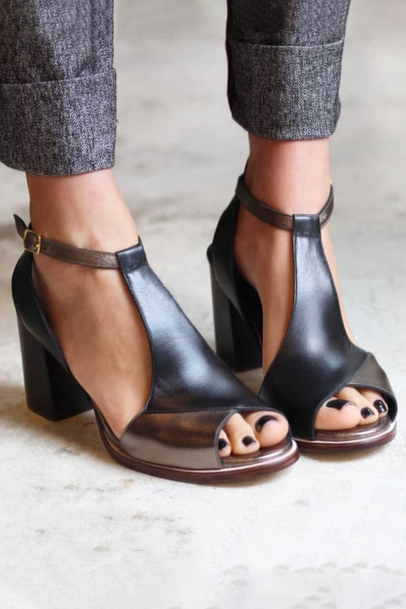 Nadaria | Sandales à talons peep-toe en patchwork noir