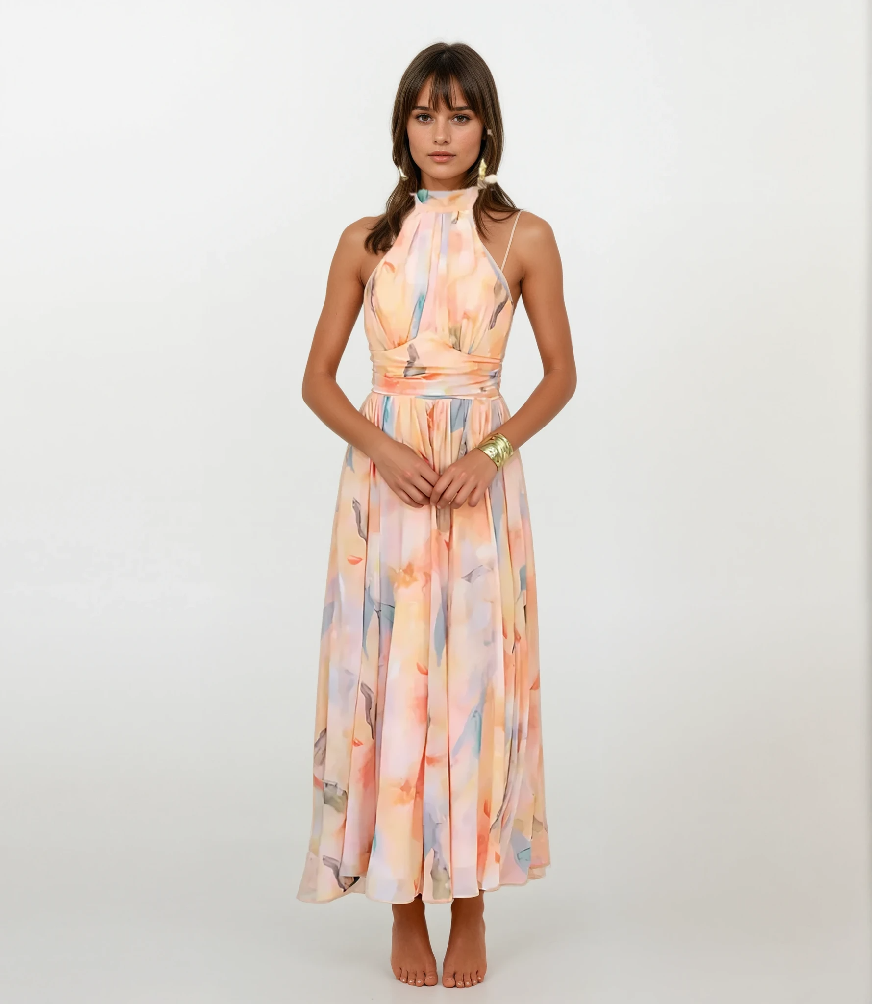 ERICA™ | Robe longue dos nu en aquarelle abstraite
