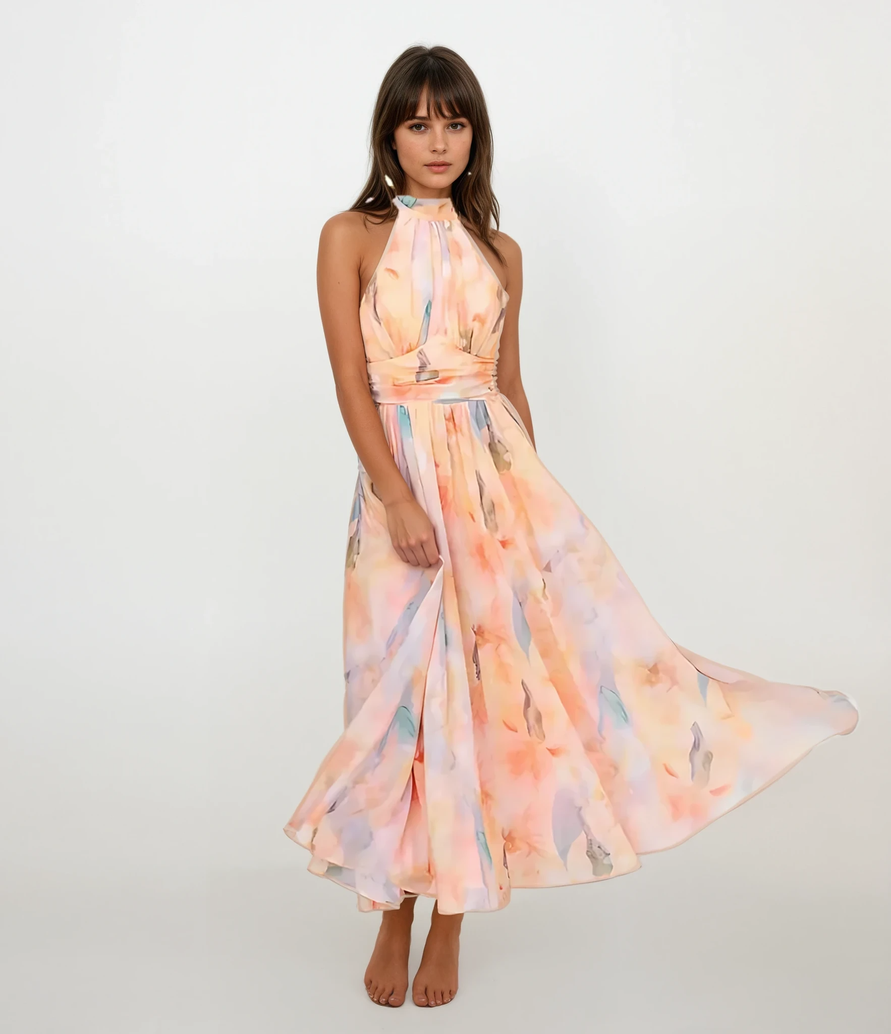 ERICA™ | Robe longue dos nu en aquarelle abstraite