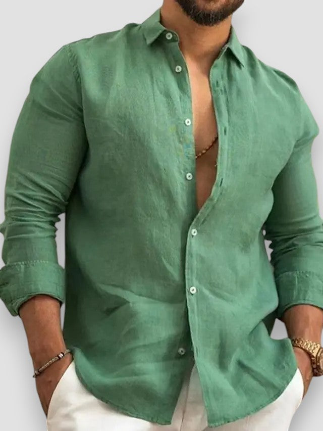 Nantes™ | Chemise classique en coton et lin à boutons