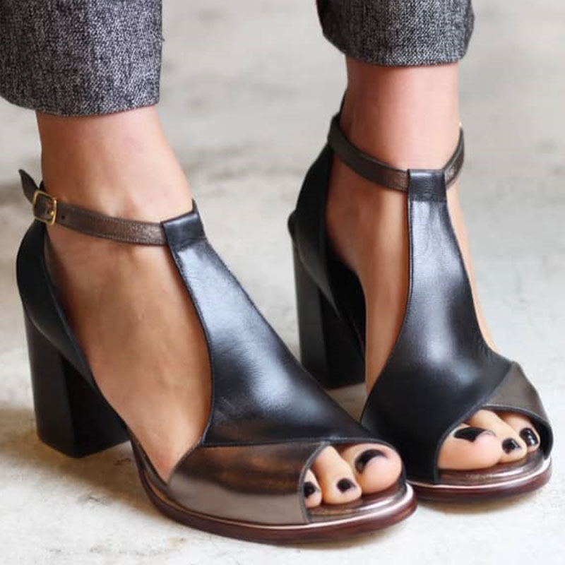 Nadaria | Sandales à talons peep-toe en patchwork noir
